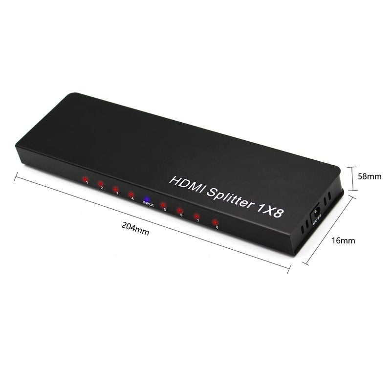 HDSUNWSTD 4K 1x8 HDMI Splitter, One in Eight Out Powered 8way HDMI Splitter Audio Video Distributor Amplifier with Charger, Support Full HD 3D & 4K x 2K Compatible with PS3/4,Fire Stick,Roku,Blu-Ray Playe - Image 2